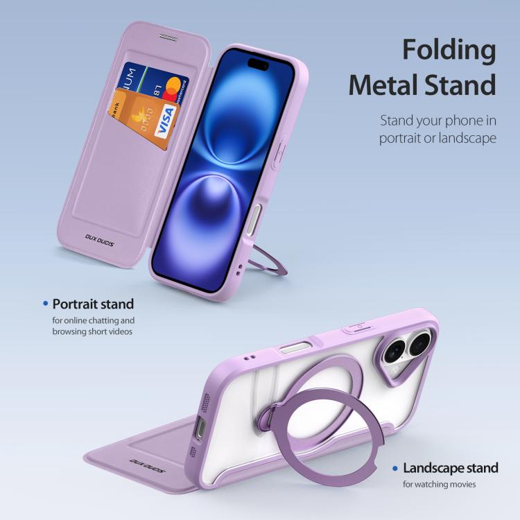 For iPhone 17 DUX DUCIS Skin X Pro Series MagSafe Ring Holder Leather Phone Case(Purple) by DUX DUCIS