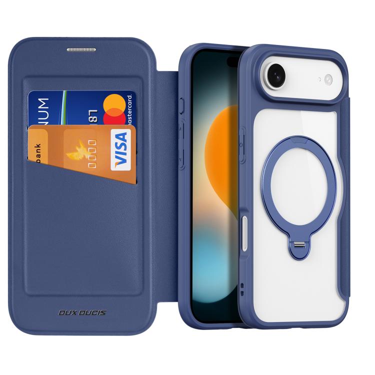 For iPhone Air DUX DUCIS Skin X Pro Series MagSafe Ring Holder Leather Phone Case(Blue) by DUX DUCIS