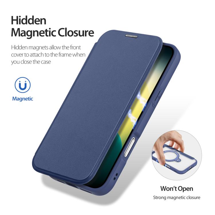 For iPhone Air DUX DUCIS Skin X Pro Series MagSafe Ring Holder Leather Phone Case(Blue) by DUX DUCIS
