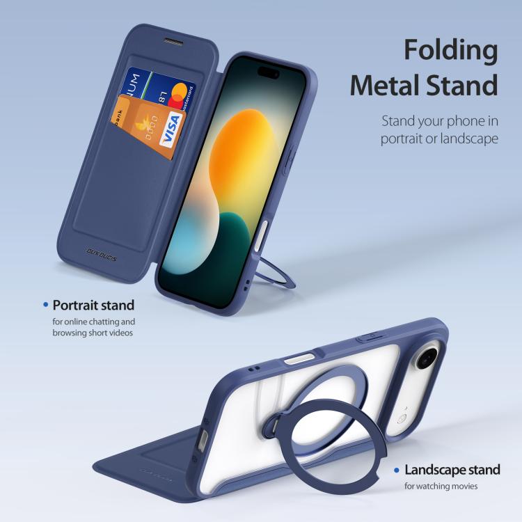 For iPhone Air DUX DUCIS Skin X Pro Series MagSafe Ring Holder Leather Phone Case(Blue) by DUX DUCIS