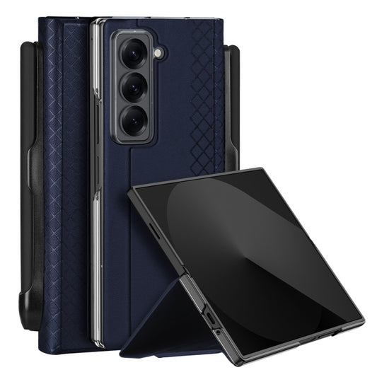 For Samsung Galaxy Z Fold Special DUX DUCIS Bril Series PU + TPU Phone Case with Pen Slot(Blue) by DUX DUCIS