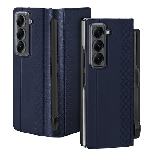 For Samsung Galaxy Z Fold Special DUX DUCIS Bril Series PU + TPU Phone Case with Pen Slot(Blue) by DUX DUCIS