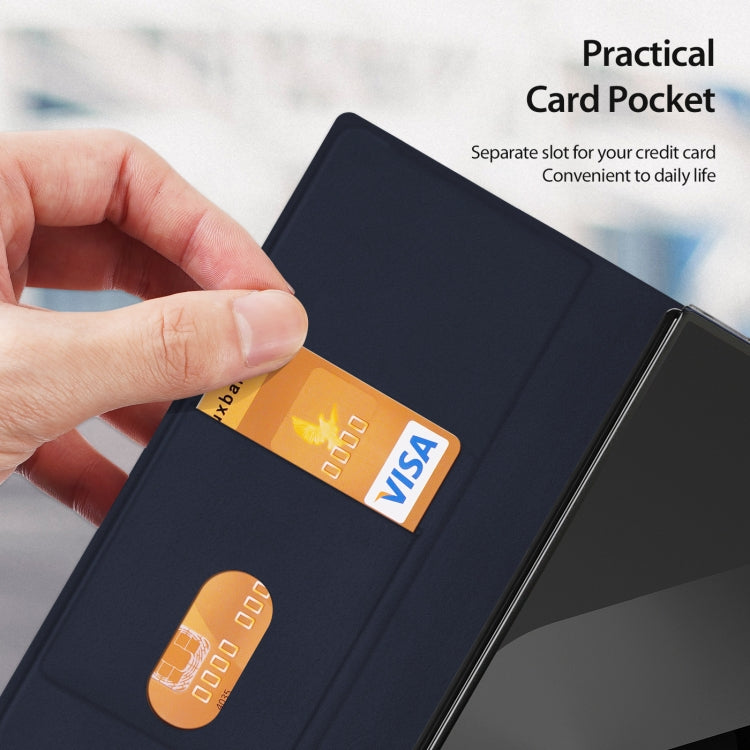 For Samsung Galaxy Z Fold Special DUX DUCIS Bril Series PU + TPU Phone Case with Pen Slot(Blue) by DUX DUCIS