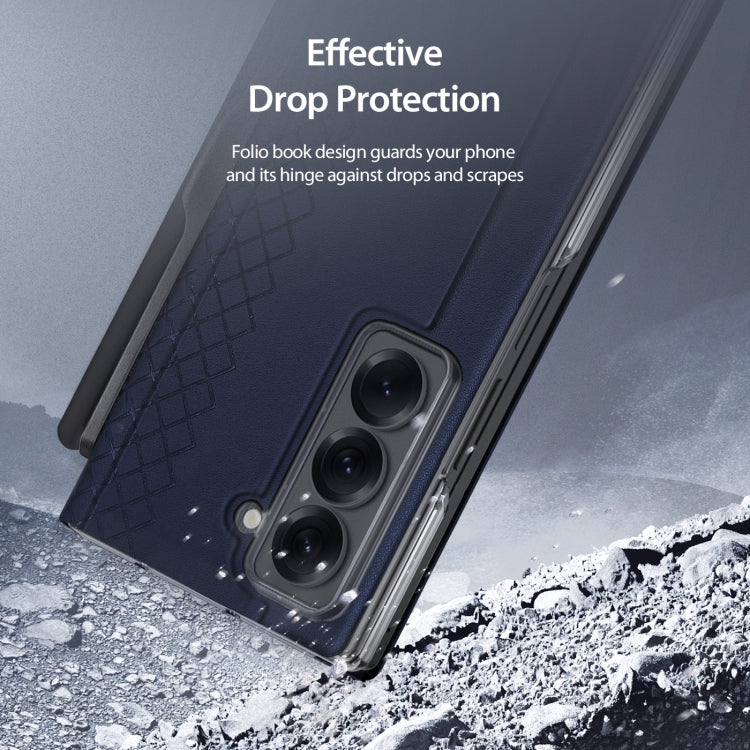 For Samsung Galaxy Z Fold Special DUX DUCIS Bril Series PU + TPU Phone Case with Pen Slot(Blue) by DUX DUCIS