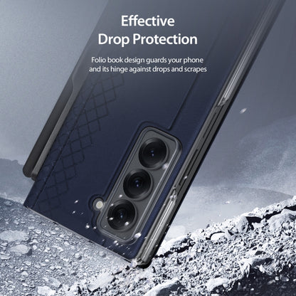 For Samsung Galaxy Z Fold Special DUX DUCIS Bril Series PU + TPU Phone Case with Pen Slot(Blue) by DUX DUCIS
