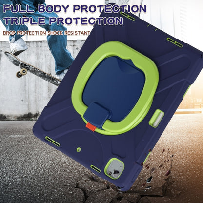For iPad Air 13 2024 / Air 13 2025 Silicone Hybrid PC Tablet Case with Holder & Shoulder Strap(Navy Blue Lime) by bashfashion