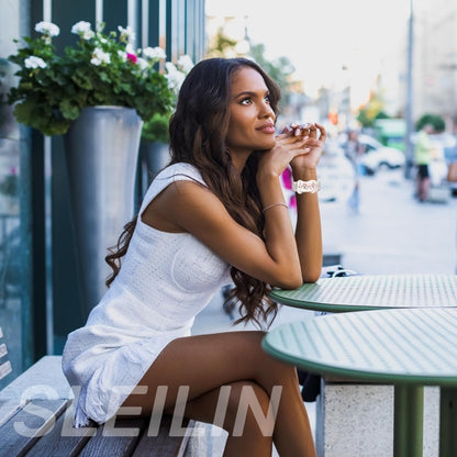 For Apple Watch Ultra 2 49mm Two-color Rose Engraved Silicone Watch Band(White Pink) by bashfashion