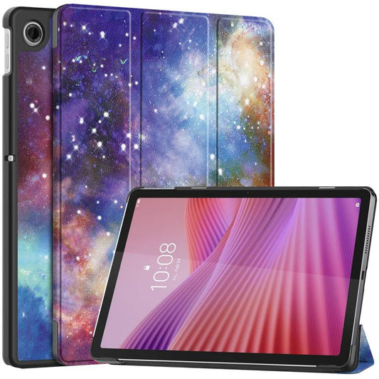 For Lenovo Tab 10.1 / K10 2nd / S10 Custer Painted 3-Fold Holder Leather Smart Tablet Case(Starry Way Nebula) by bashfashion