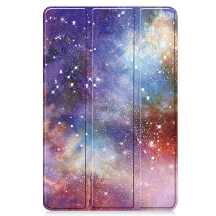 For Lenovo Tab 10.1 / K10 2nd / S10 Custer Painted 3-Fold Holder Leather Smart Tablet Case(Starry Way Nebula) by bashfashion