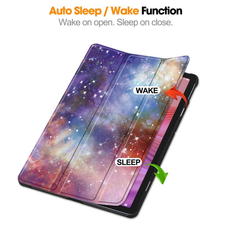 For Lenovo Tab 10.1 / K10 2nd / S10 Custer Painted 3-Fold Holder Leather Smart Tablet Case(Starry Way Nebula) by bashfashion