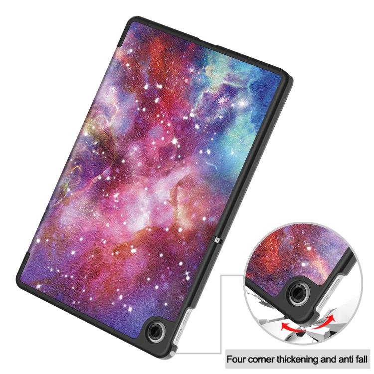 For Lenovo Tab 10.1 / K10 2nd / S10 Custer Painted 3-Fold Holder Leather Smart Tablet Case(Starry Way Nebula) by bashfashion