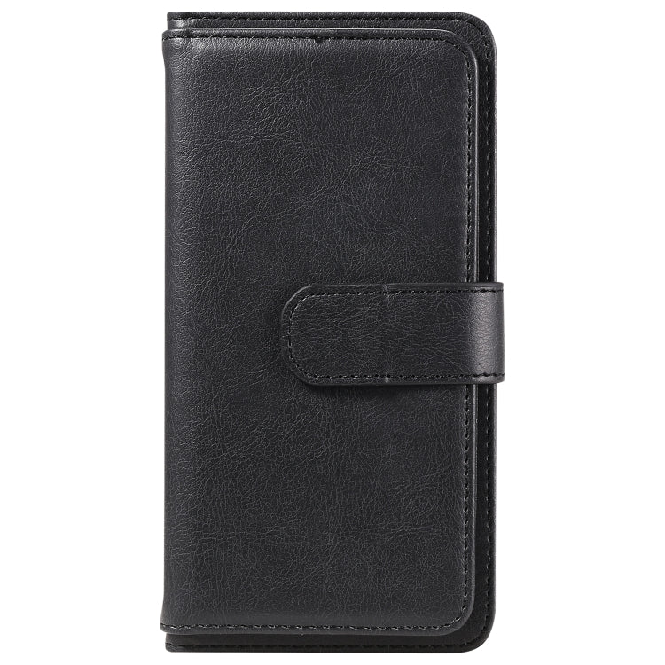 For iPhone 16e Multi-Function Wallet 10 Card Slots Leather Phone Case(Black) by bashfashion