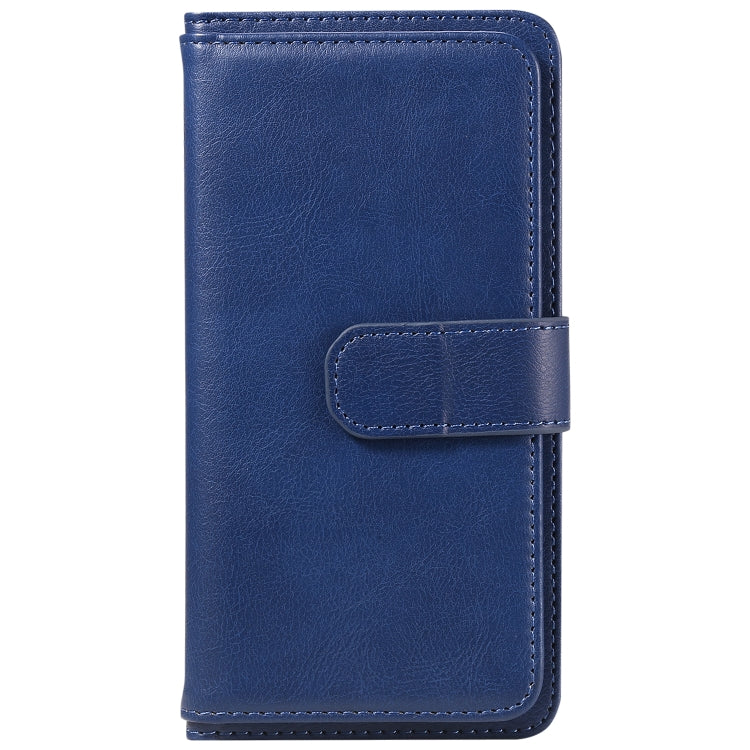 For iPhone 16e Multi-Function Wallet 10 Card Slots Leather Phone Case(Dark Blue) by bashfashion
