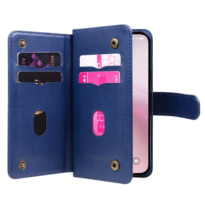 For iPhone 16e Multi-Function Wallet 10 Card Slots Leather Phone Case(Dark Blue) by bashfashion