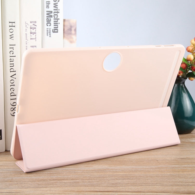 For OnePlus Pad 2 Tri-fold Silicone Leather Tablet Case(Pink) by bashfashion