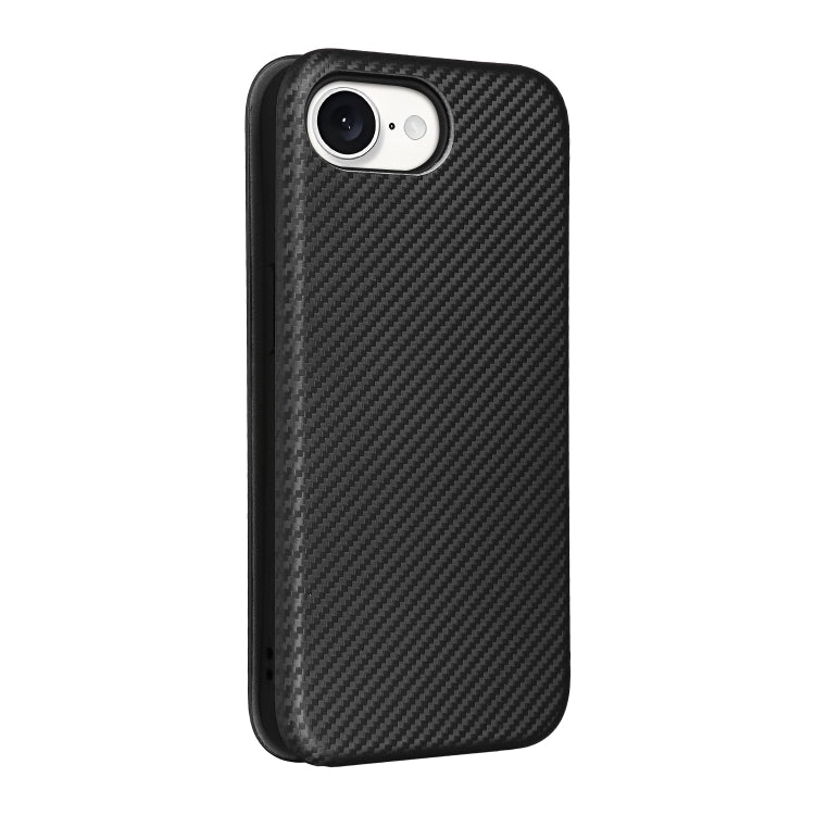 For iPhone SE 2024 Carbon Fiber Texture Flip Leather Phone Case(Black) by bashfashion