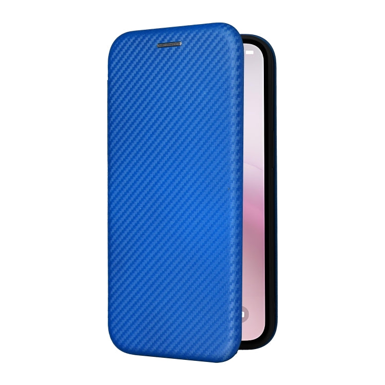 For iPhone SE 2024 Carbon Fiber Texture Flip Leather Phone Case(Blue) by bashfashion