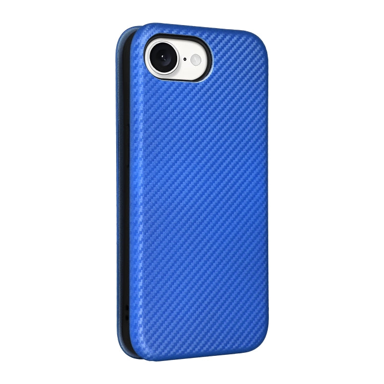 For iPhone SE 2024 Carbon Fiber Texture Flip Leather Phone Case(Blue) by bashfashion