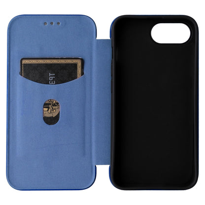 For iPhone SE 2024 Carbon Fiber Texture Flip Leather Phone Case(Blue) by bashfashion