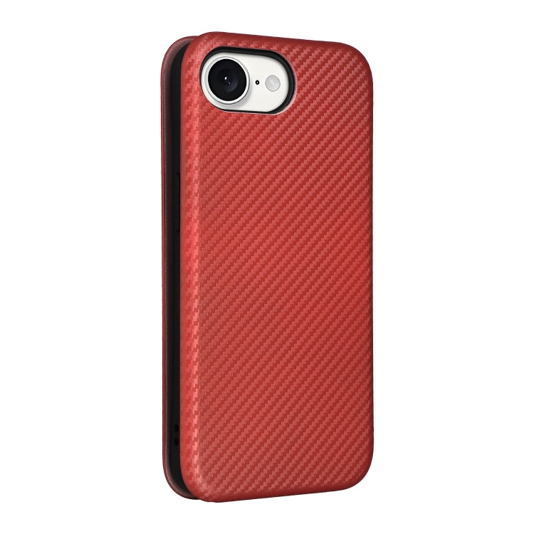 For iPhone SE 2024 Carbon Fiber Texture Flip Leather Phone Case(Brown) by bashfashion