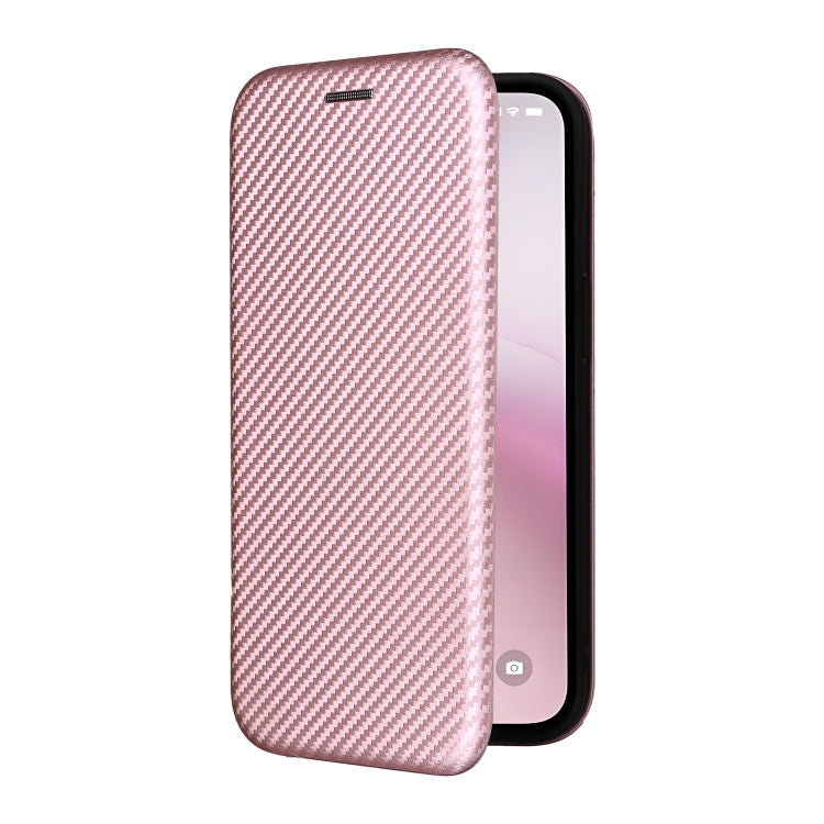 For iPhone SE 2024 Carbon Fiber Texture Flip Leather Phone Case(Pink) by bashfashion