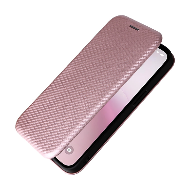 For iPhone SE 2024 Carbon Fiber Texture Flip Leather Phone Case(Pink) by bashfashion