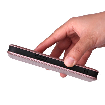 For iPhone SE 2024 Carbon Fiber Texture Flip Leather Phone Case(Pink) by bashfashion