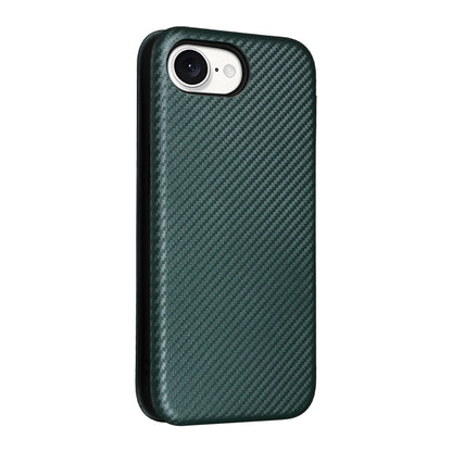 For iPhone SE 2024 Carbon Fiber Texture Flip Leather Phone Case(Green) by bashfashion
