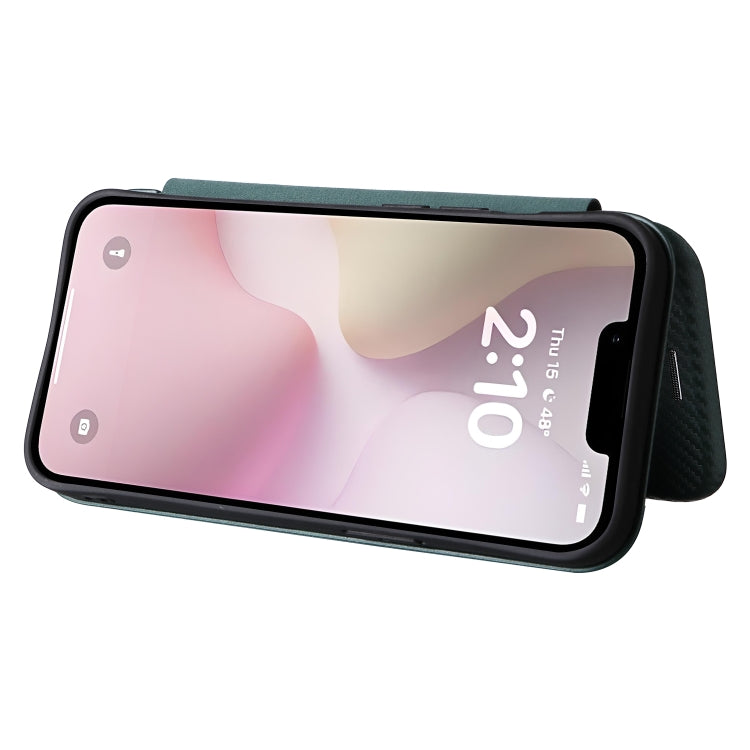 For iPhone SE 2024 Carbon Fiber Texture Flip Leather Phone Case(Green) by bashfashion