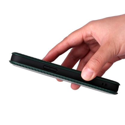 For iPhone SE 2024 Carbon Fiber Texture Flip Leather Phone Case(Green) by bashfashion