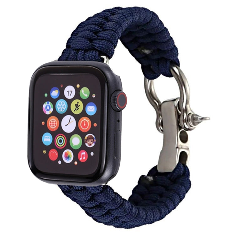 For Apple Watch Ultra 49mm&Watch Ultra 2 49mm / Series 9&8&7 45mm / SE 3&SE 2&6&SE&5&4 44mm / 3&2&1 42mm Umbrella Cord Nylon Braided Watch Band(Blue) by bashfashion