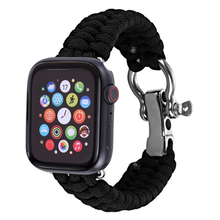 For Apple Watch Ultra 49mm&Watch Ultra 2 49mm / Series 9&8&7 45mm / SE 3&SE 2&6&SE&5&4 44mm / 3&2&1 42mm Umbrella Cord Nylon Braided Watch Band(Black) by bashfashion