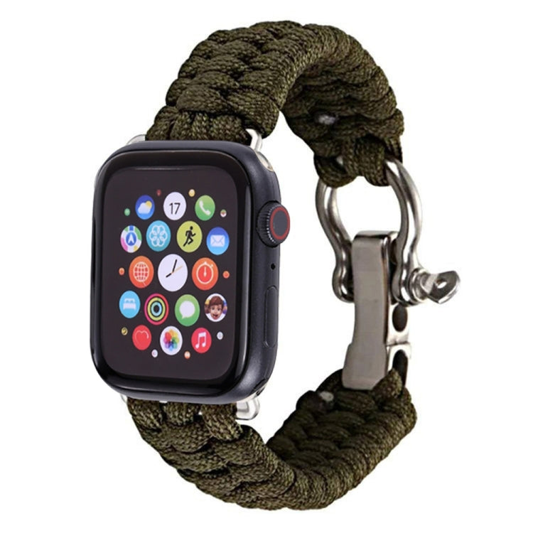 For Apple Watch Ultra 49mm&Watch Ultra 2 49mm / Series 9&8&7 45mm / SE 3&SE 2&6&SE&5&4 44mm / 3&2&1 42mm Umbrella Cord Nylon Braided Watch Band(Green) by bashfashion