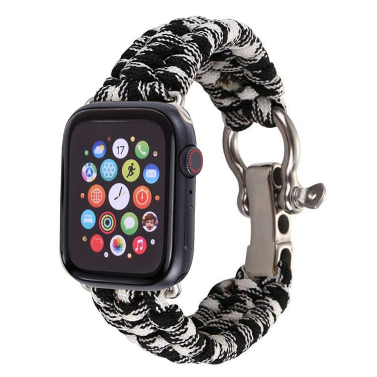 For Apple Watch Ultra 49mm&Watch Ultra 2 49mm / Series 9&8&7 45mm / SE 3&SE 2&6&SE&5&4 44mm / 3&2&1 42mm Umbrella Cord Nylon Braided Watch Band(Black White) by bashfashion