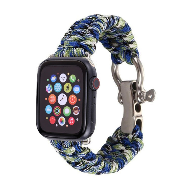 For Apple Watch Ultra 49mm&Watch Ultra 2 49mm / Series 9&8&7 45mm / SE 3&SE 2&6&SE&5&4 44mm / 3&2&1 42mm Umbrella Cord Nylon Braided Watch Band(Blue Green) by bashfashion