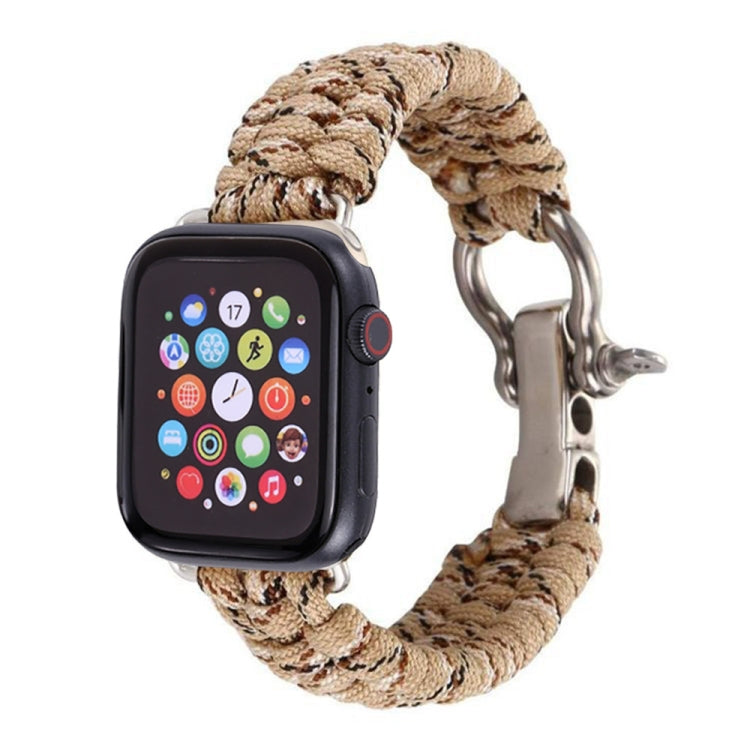 For Apple Watch Ultra 49mm&Watch Ultra 2 49mm / Series 9&8&7 45mm / SE 3&SE 2&6&SE&5&4 44mm / 3&2&1 42mm Umbrella Cord Nylon Braided Watch Band(Khaki) by bashfashion