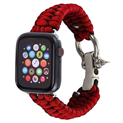 For Apple Watch Ultra 49mm&Watch Ultra 2 49mm / Series 9&8&7 45mm / SE 3&SE 2&6&SE&5&4 44mm / 3&2&1 42mm Umbrella Cord Nylon Braided Watch Band(Red) by bashfashion