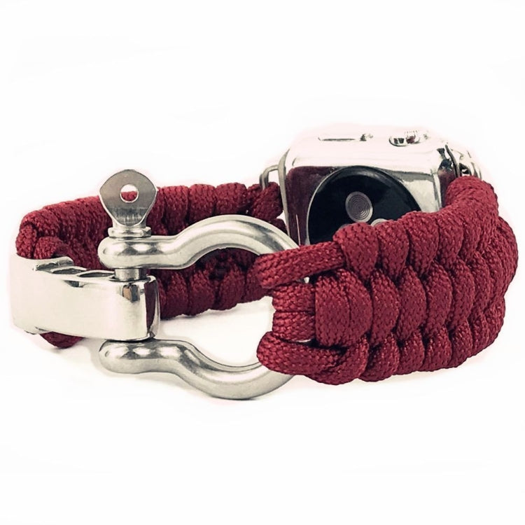 For Apple Watch Ultra 49mm&Watch Ultra 2 49mm / Series 9&8&7 45mm / SE 3&SE 2&6&SE&5&4 44mm / 3&2&1 42mm Umbrella Cord Nylon Braided Watch Band(Red) by bashfashion