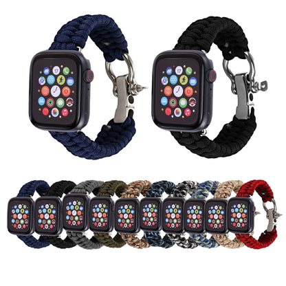 For Apple Watch Ultra 49mm&Watch Ultra 2 49mm / Series 9&8&7 45mm / SE 3&SE 2&6&SE&5&4 44mm / 3&2&1 42mm Umbrella Cord Nylon Braided Watch Band(Blue Black) by bashfashion