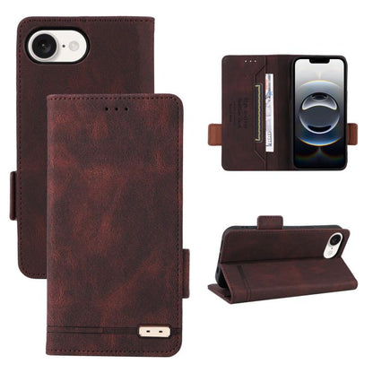 For iPhone SE 2024 Magnetic Clasp Leather Phone Case(Brown) by bashfashion