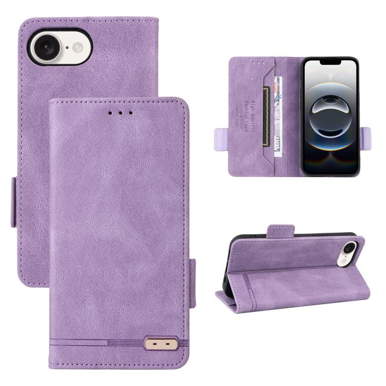 For iPhone SE 2024 Magnetic Clasp Leather Phone Case(Purple) by bashfashion