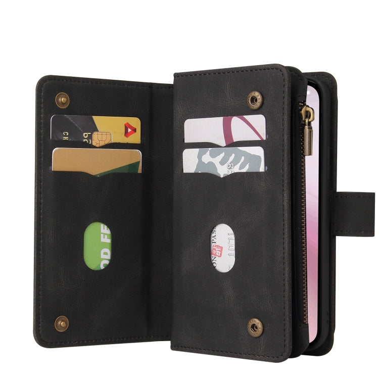For iPhone 16e Skin Feel Multi Card Slots Zipper Wallet Leather Phone Case(Black) by bashfashion