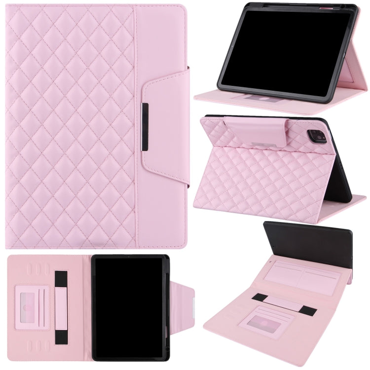 For iPad Pro 11 2025 / 2024 Checkered Hardware Buckle Leather Smart Tablet Case(Pink) by bashfashion