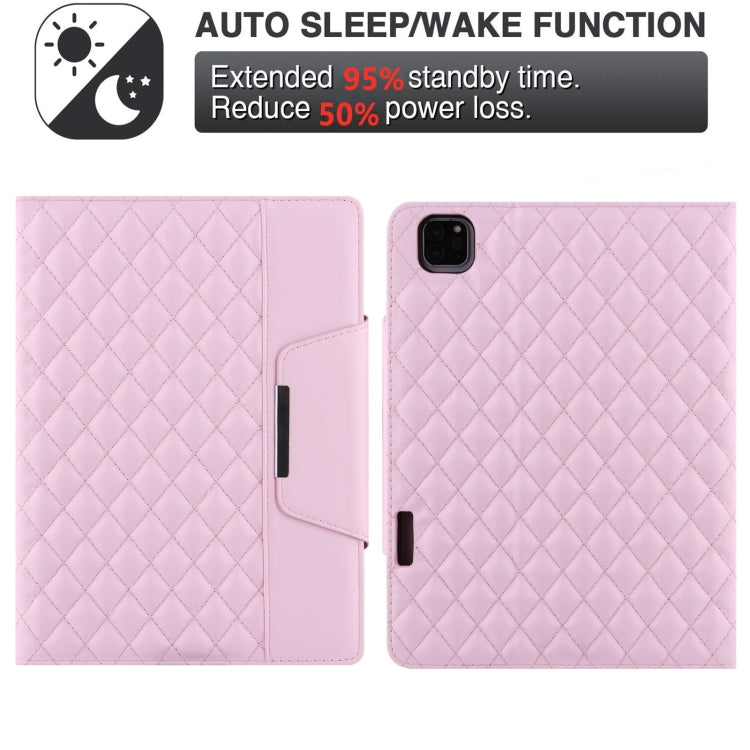 For iPad Pro 11 2025 / 2024 Checkered Hardware Buckle Leather Smart Tablet Case(Pink) by bashfashion