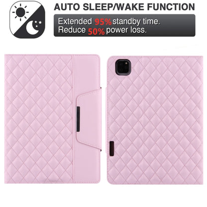 For iPad Pro 11 2025 / 2024 Checkered Hardware Buckle Leather Smart Tablet Case(Pink) by bashfashion