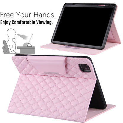 For iPad Pro 11 2025 / 2024 Checkered Hardware Buckle Leather Smart Tablet Case(Pink) by bashfashion