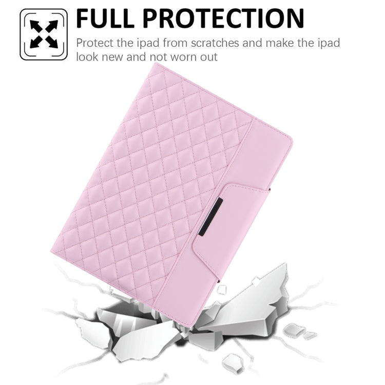 For iPad Pro 11 2025 / 2024 Checkered Hardware Buckle Leather Smart Tablet Case(Pink) by bashfashion
