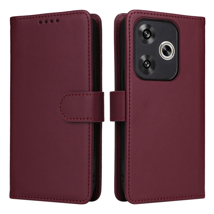 For Redmi Turbo 3 BETOPNICE BN-005 2 in 1 Detachable Imitate Genuine Leather Phone Case(Wine Red) by BETOPNICE