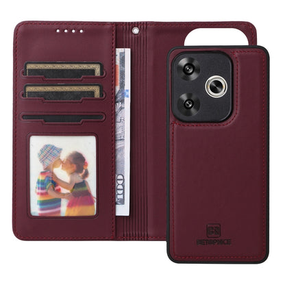 For Redmi Turbo 3 BETOPNICE BN-005 2 in 1 Detachable Imitate Genuine Leather Phone Case(Wine Red) by BETOPNICE