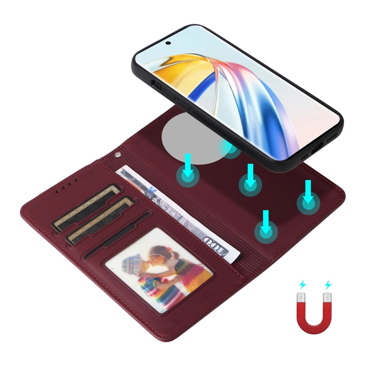For Honor Magic6 Lite 5G BETOPNICE BN-005 2 in 1 Detachable Imitate Genuine Leather Phone Case(Wine Red) by BETOPNICE